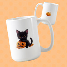 Halloween Black Cat Mugg