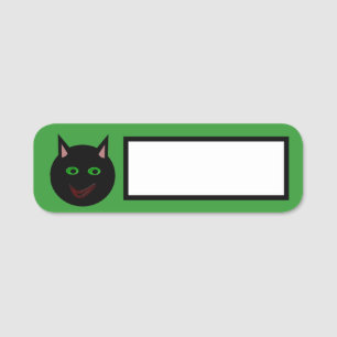 Halloween Black Cat Namnbricka