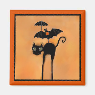 Halloween Black Cat och Acrobat Magnet