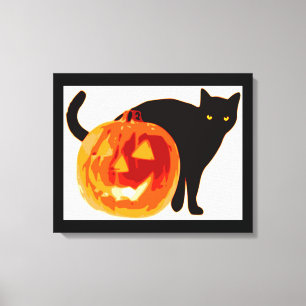 HALLOWEEN BLACK CAT OCH PUMPKIN CANVASTRYCK