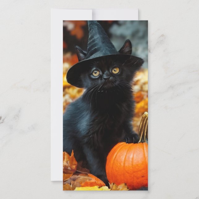 Halloween Black Cat och Pumpkin Card (Framsida)