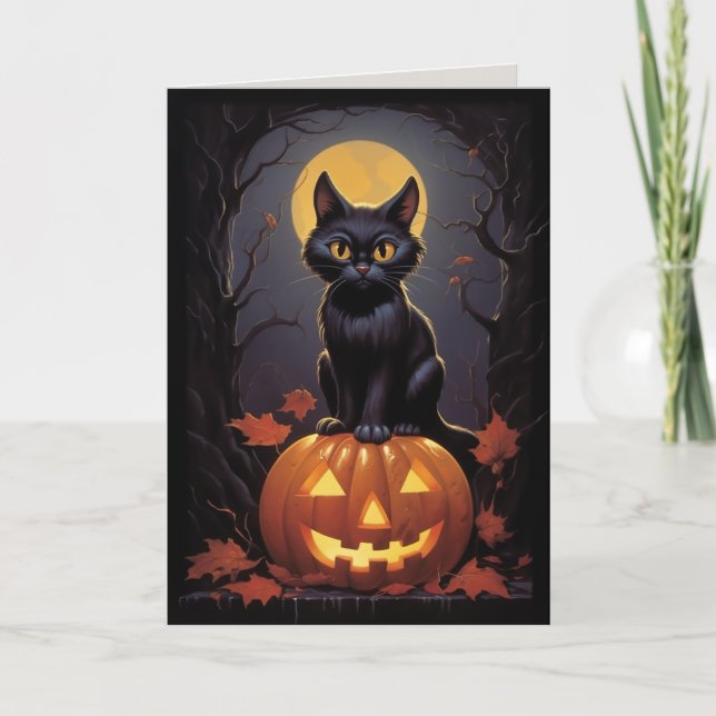 Halloween Black Cat och Pumpkin Inbjudan (Framsida)