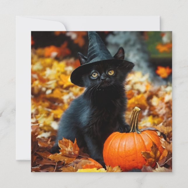 Halloween Black Cat och Pumpkin Kort (Framsida)