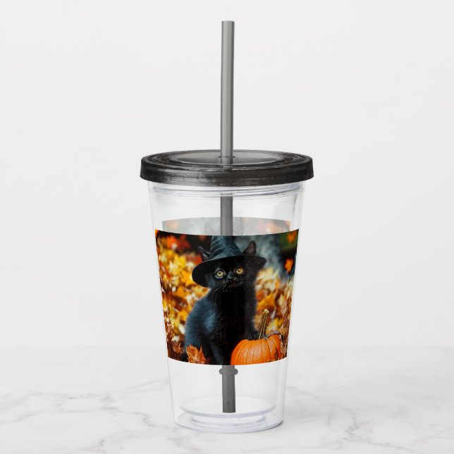 Halloween Black Cat och Pumpkin Take Away Mugg (Framsida)