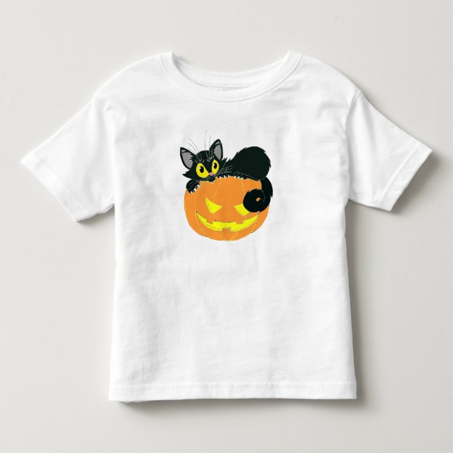 Halloween Black Cat och Pumpkin Tee (Framsida)