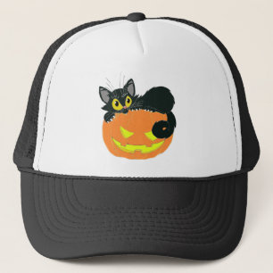 Halloween Black Cat och Pumpkin Truckerkeps