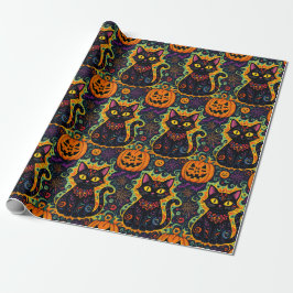 Halloween Black Cat och Pumpkin Wrapping Papper Presentpapper