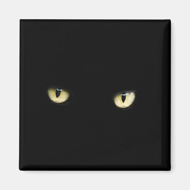 Halloween Black Cat Ögon Magnet (Framsidan)