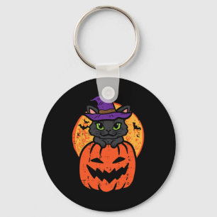 Halloween Black Cat på Pumpkin Costume Women Girls Nyckelring
