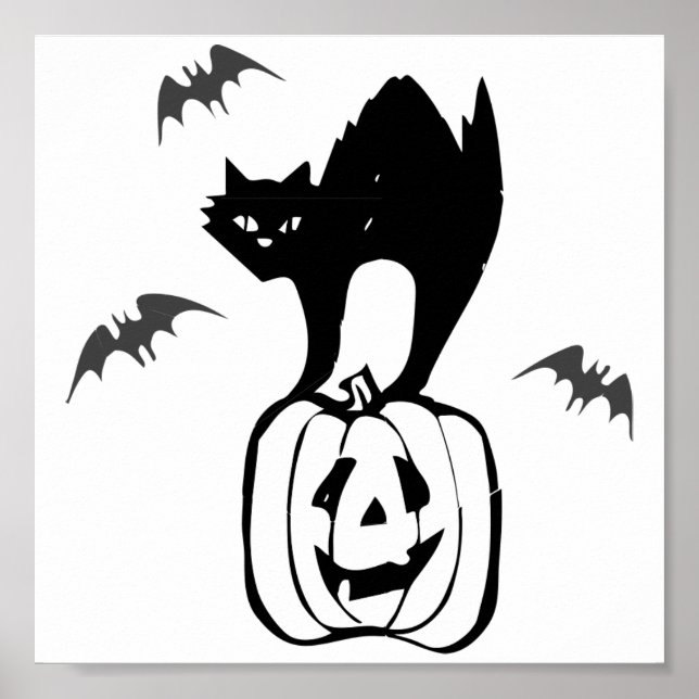 Halloween Black Cat på Pumpkin Poster (Framsidan)