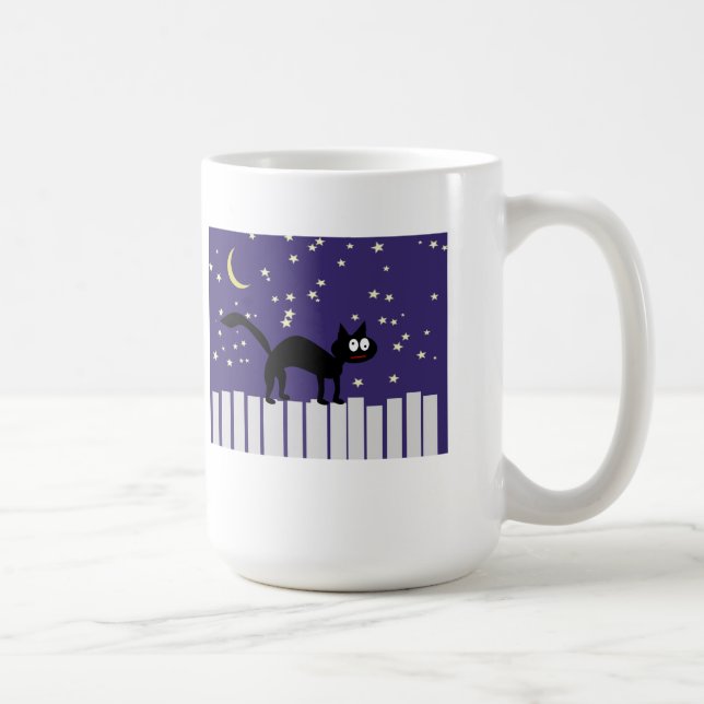 Halloween Black Cat på stängslet Kaffemugg (Höger)