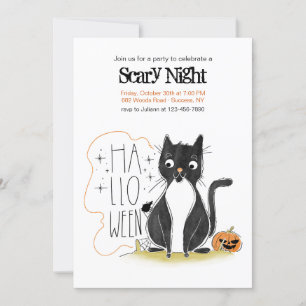 Halloween Black Cat Party-inbjudan Inbjudningar
