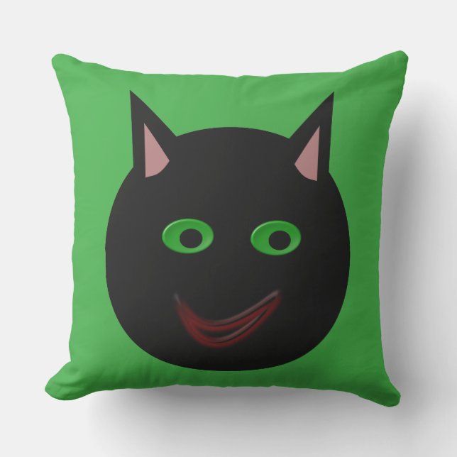 Halloween Black Cat Pillow Kudde (Framsida)