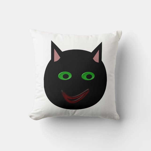 Halloween Black Cat Pillow Kudde (Framsida)