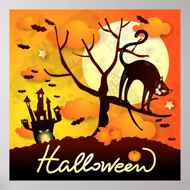 Halloween Black Cat Poster (Framsidan)