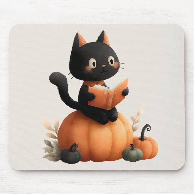 Halloween Black Cat Pumpkin Design Musmatta (Framsidan)