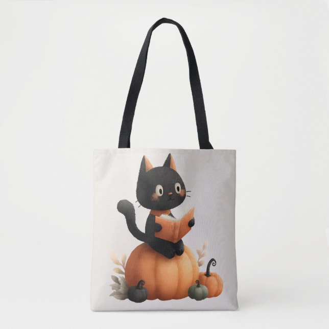 Halloween Black Cat Pumpkin Design Tygkasse (Framsida)