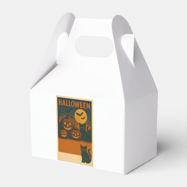 Halloween Black Cat & Pumpkin Favoritbox Presentaskar (Framsidan Sidan)