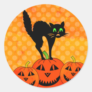 Halloween Black Cat Pumpkin Jack O'Lantern Runt Klistermärke
