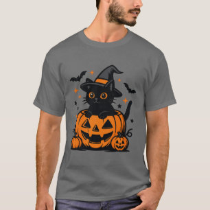 Halloween Black Cat Pumpkin Manar, Shirt T