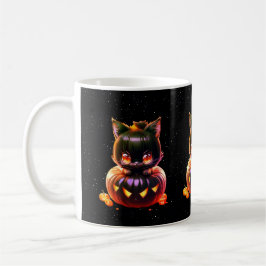 Halloween Black Cat Pumpkin Night Horror Scary Kaffemugg