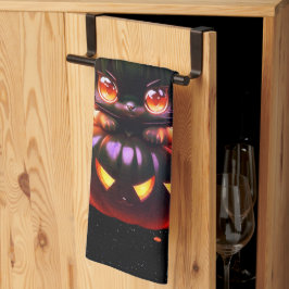 Halloween Black Cat Pumpkin Night Horror Scary Kökshandduk