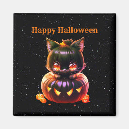 Halloween Black Cat Pumpkin Night Horror Scary Magnet