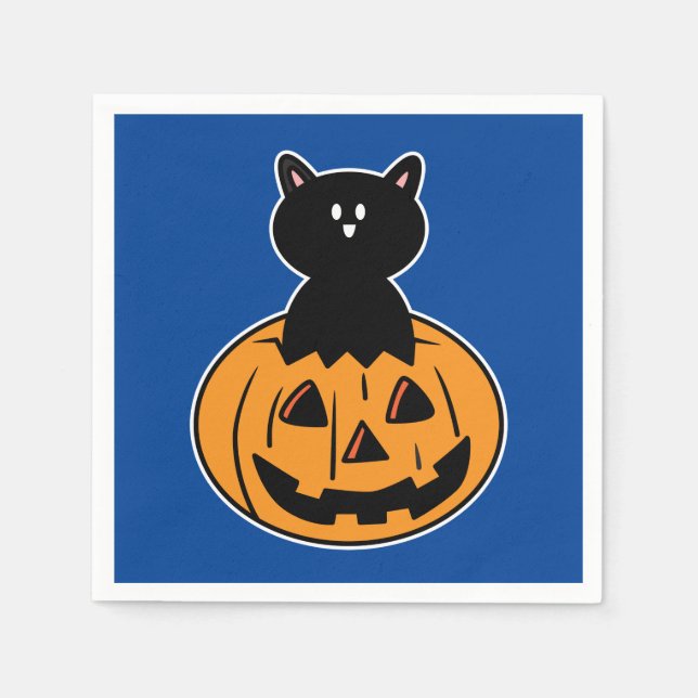 Halloween Black Cat Pumpkin Pappersservett (Framsidan)