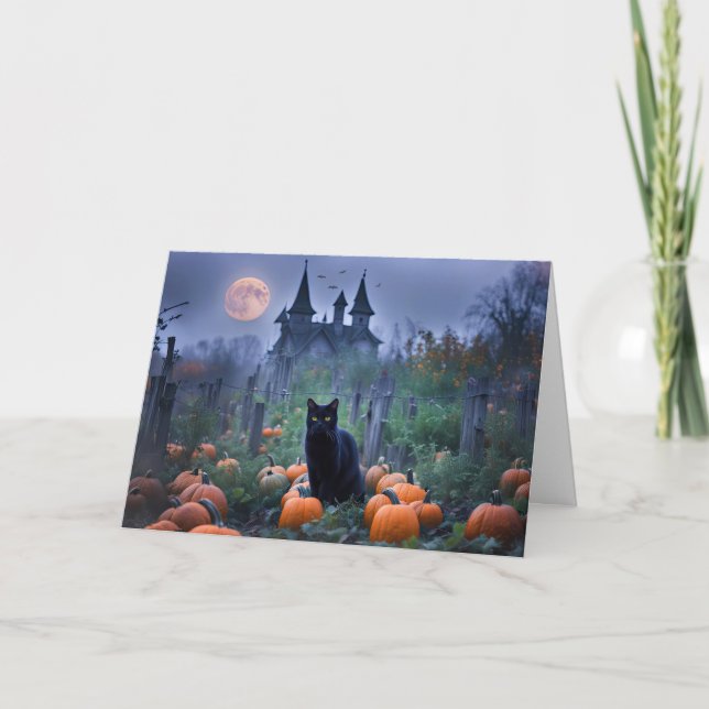 Halloween Black Cat Pumpkin Patch Kort (Framsida)