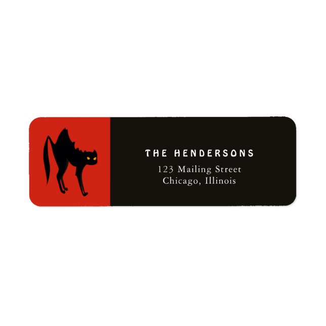 Halloween Black Cat Returadress Etikett (Framsidan)