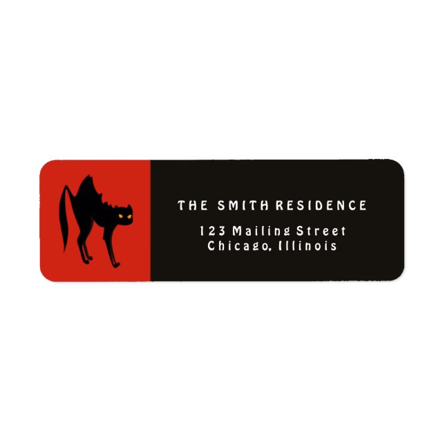 Halloween Black Cat Returadress Etikett (Framsidan)