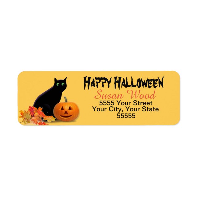 Halloween Black Cat-Returetiketter Returadress Etikett (Framsidan)