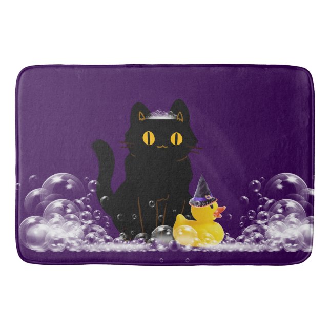 Halloween Black Cat Rubber Anka Bubbles Badrumsmatta (Framsidan)