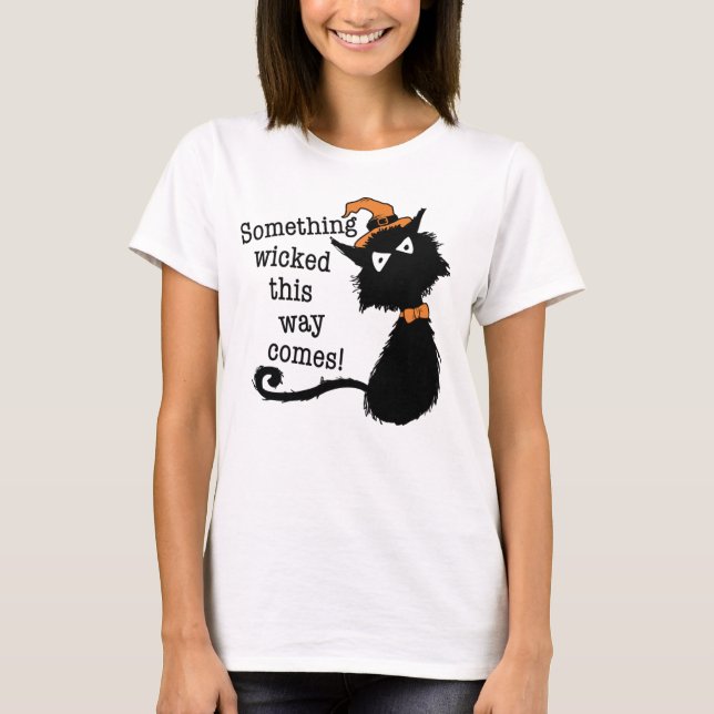 Halloween Black Cat - Shakespeare-citat T-Shirt (Framsida)