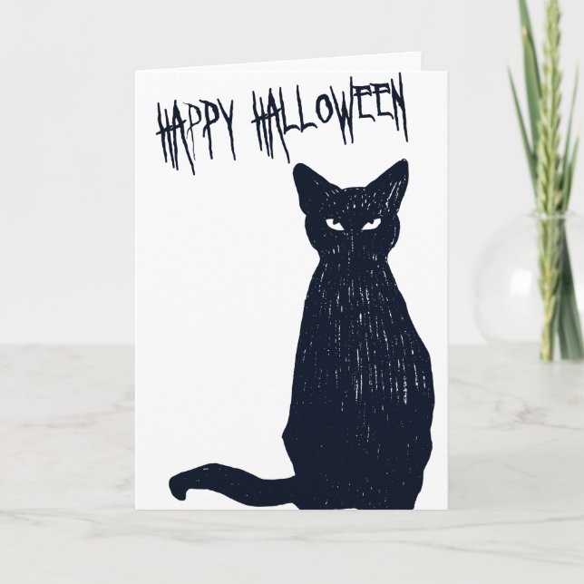 Halloween Black Cat Silhouette Kort (Framsida)