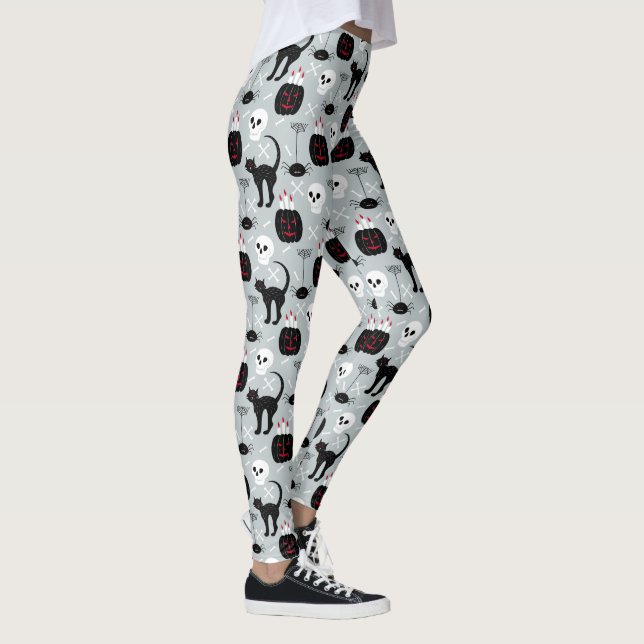 Halloween Black Cat Skull Leggings | Spooky Stil (Höger)
