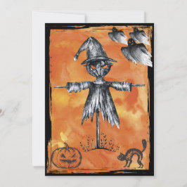 Halloween Black Cat Spooky Ghost Inbjudningar