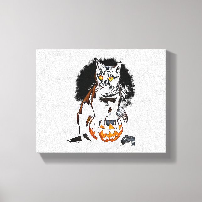 Halloween Black Cat Sticker1 Canvastryck (Framsida)