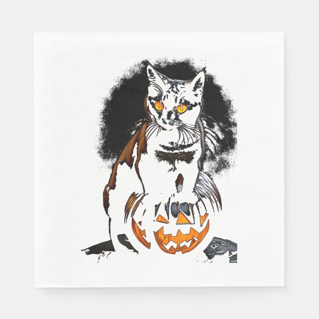 Halloween Black Cat Sticker1 Pappersservett (Framsidan)
