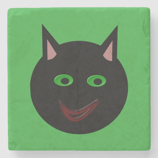 Halloween Black Cat Stone Underlägg Sten (Framsidan)