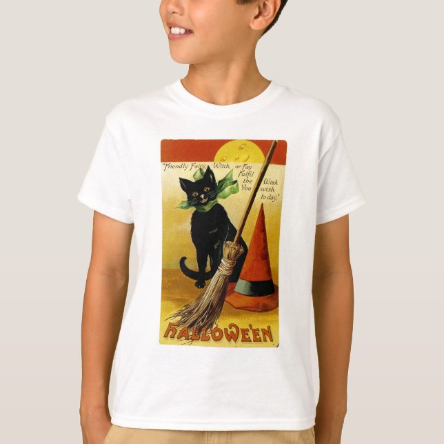 Halloween Black Cat T-shirt (Framsida)