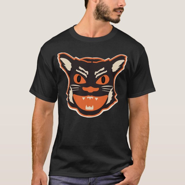 Halloween Black Cat T Shirt (Framsida)
