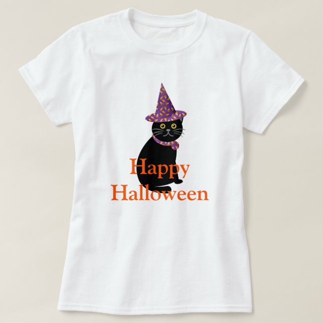 Halloween Black Cat T Shirt (Design framsida)