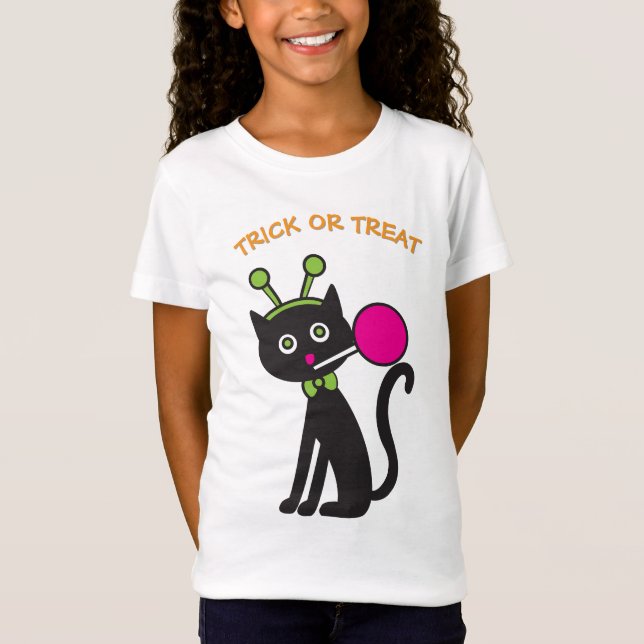 Halloween Black Cat T-Shirt (Framsida)