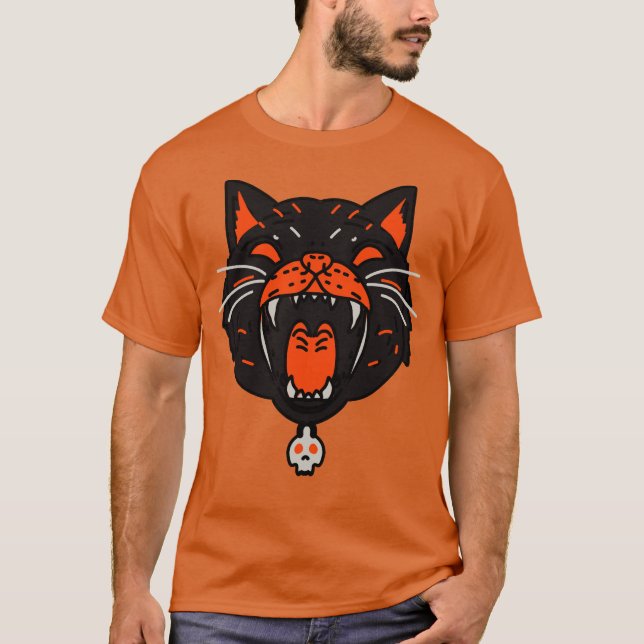 Halloween Black Cat T Shirt (Framsida)