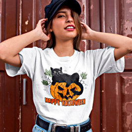 Halloween Black Cat T Shirt