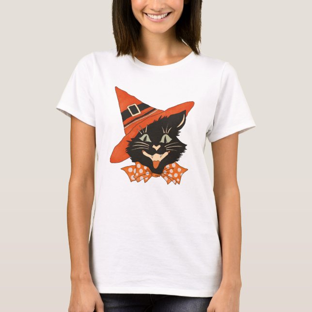 Halloween Black Cat T Shirt (Framsida)