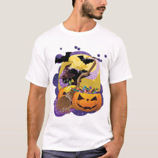 Halloween black cat t shirt
