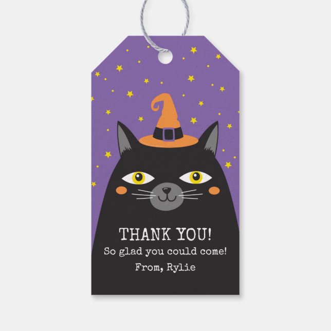 Halloween Black Cat Tack Gift-Märkre Presentetikett (Baksidan)