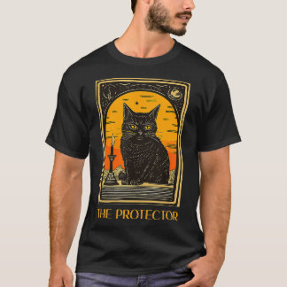 Halloween Black Cat Tarot the Protector Fortune Te T Shirt